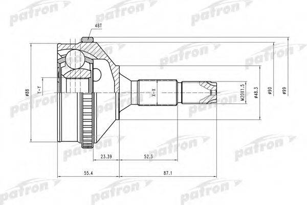 PATRON PCV2056 Шарнирный комплект, приводной вал