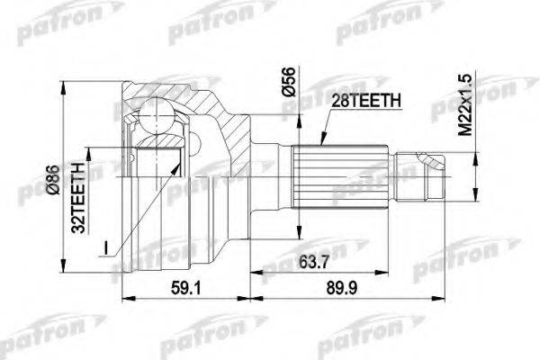 PATRON PCV3021 Шарнирный комплект, приводной вал