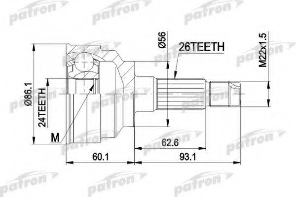 PATRON PCV3025 Шарнирный комплект, приводной вал