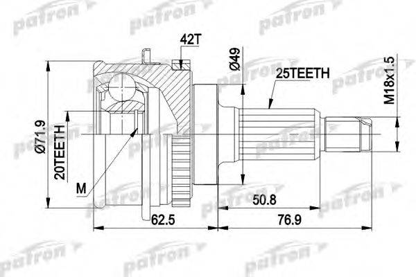 PATRON PCV3538 Шарнірний комплект, приводний вал