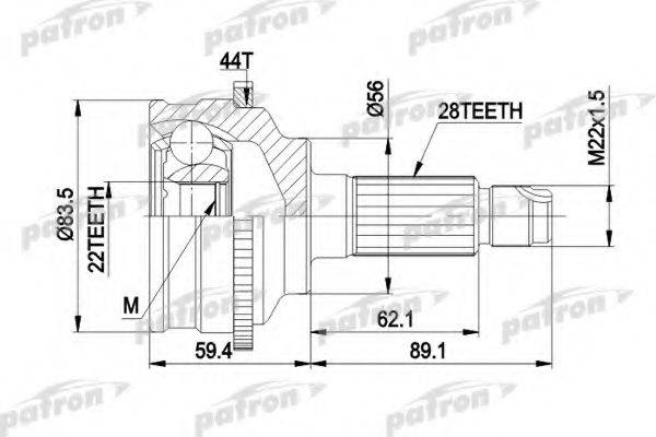 PATRON PCV3850 Шарнирный комплект, приводной вал