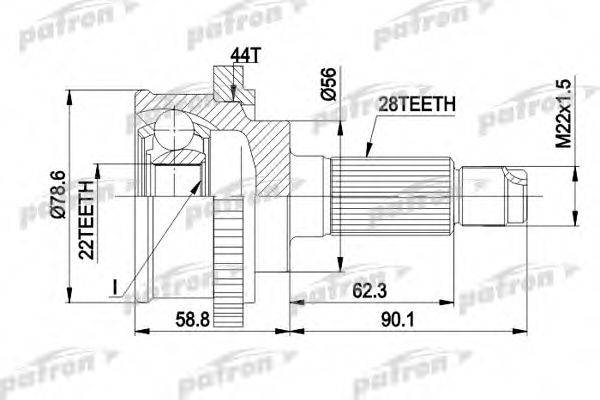 PATRON PCV3850A Шарнирный комплект, приводной вал