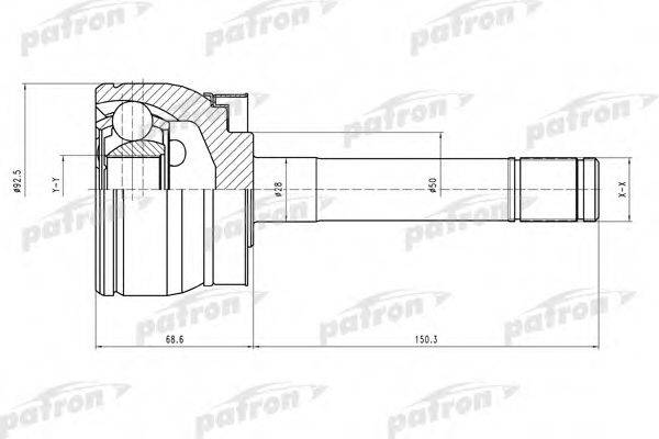 PATRON PCV4722 Шарнирный комплект, приводной вал