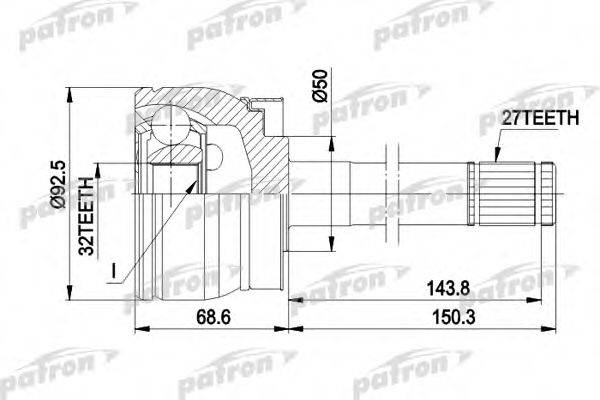 PATRON PCV5032 Шарнирный комплект, приводной вал