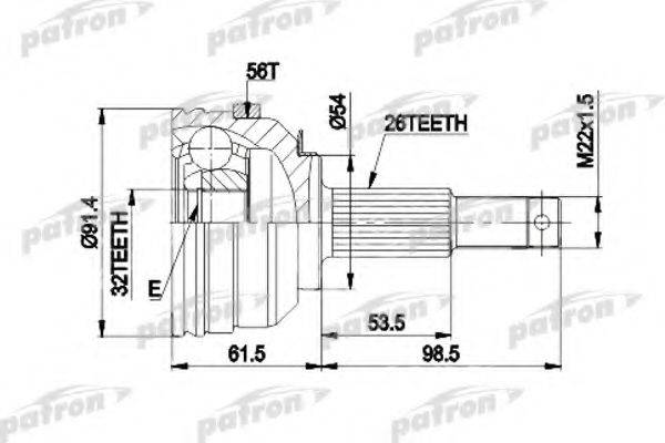 PATRON PCV9529 Шарнирный комплект, приводной вал