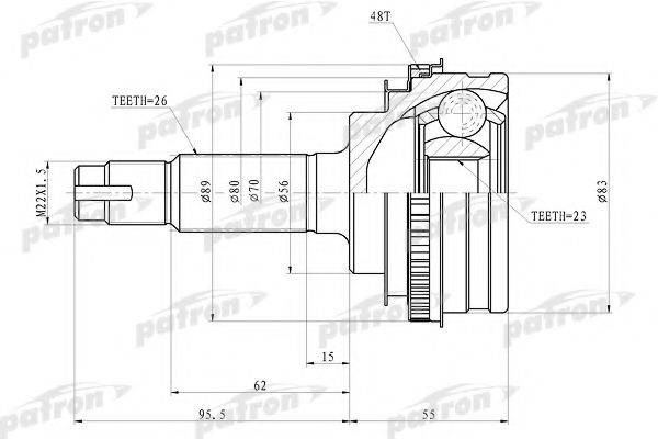 PATRON PCV4006 Шарнірний комплект, приводний вал