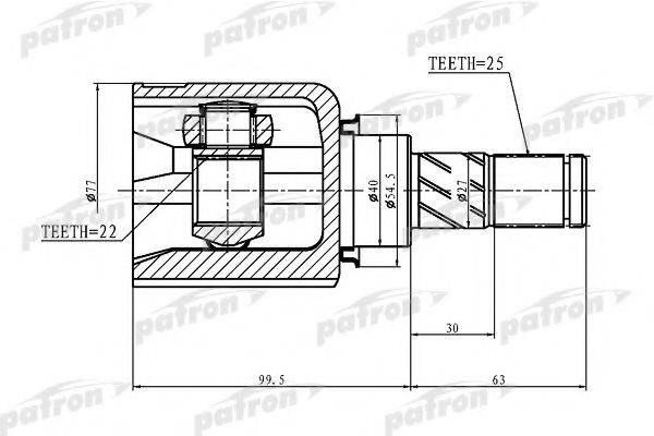 PATRON PCV1405 Шарнирный комплект, приводной вал