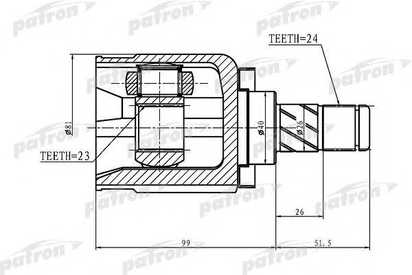 PATRON PCV1412 Шарнирный комплект, приводной вал