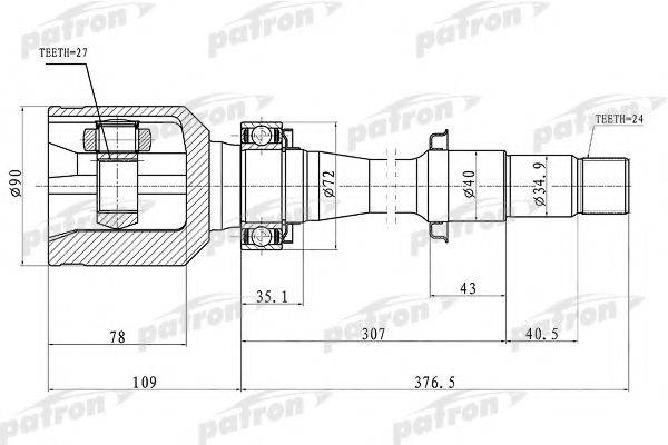 PATRON PCV1430 Шарнирный комплект, приводной вал