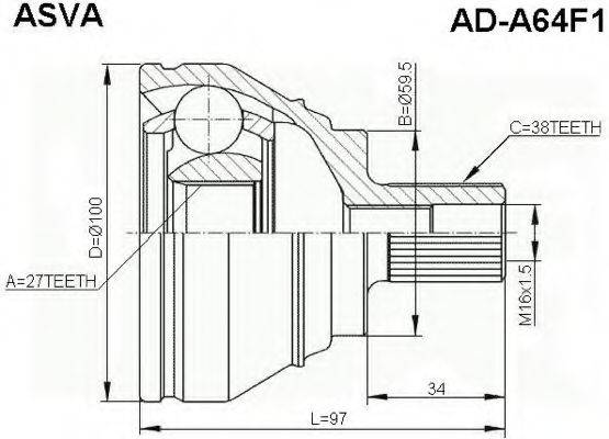 Шарнірний комплект, приводний вал ASVA AD-A64F1