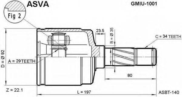 ASVA GMIU1001 Шарнирный комплект, приводной вал
