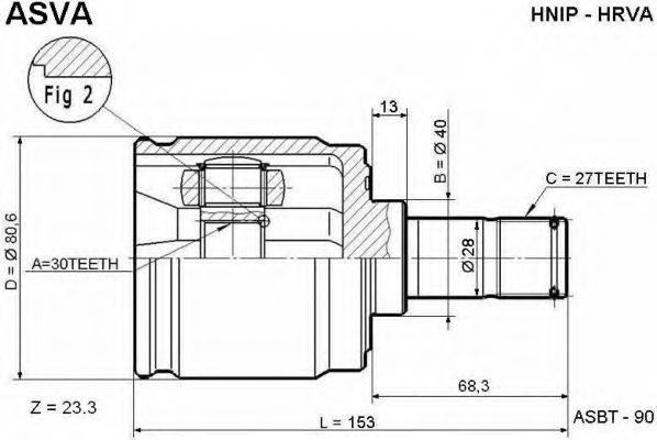 Шарнирный комплект, приводной вал ASVA HNIP-HRVA