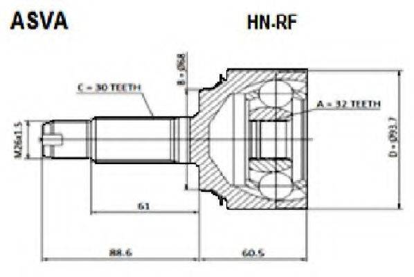 Шарнірний комплект, приводний вал ASVA HN-RF