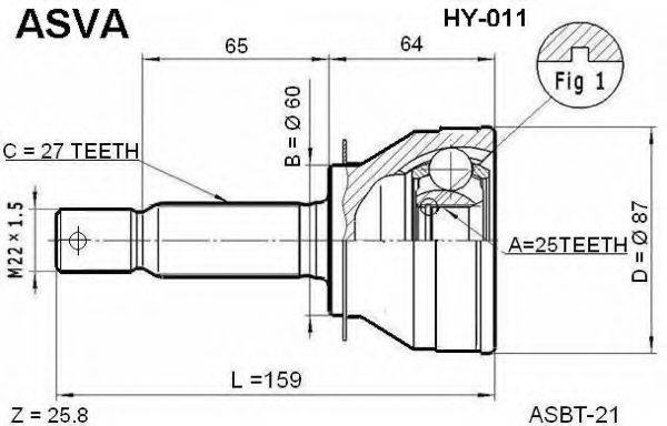ASVA HY011 Шарнирный комплект, приводной вал