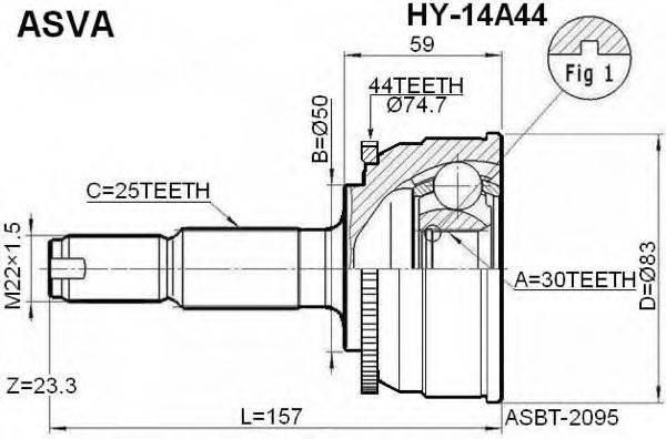 Шарнірний комплект, приводний вал ASVA HY-14A44