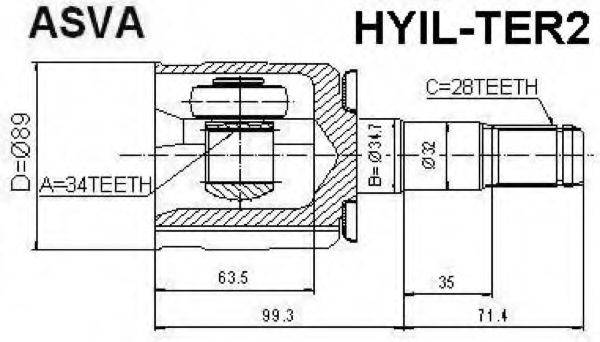ASVA HYILTER2 Шарнирный комплект, приводной вал