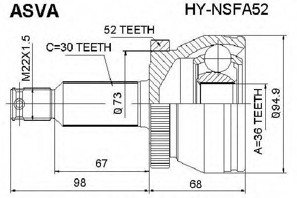 Шарнірний комплект, приводний вал ASVA HY-NSFA52