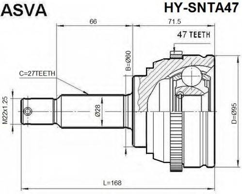 ASVA HYSNTA47 Шарнирный комплект, приводной вал