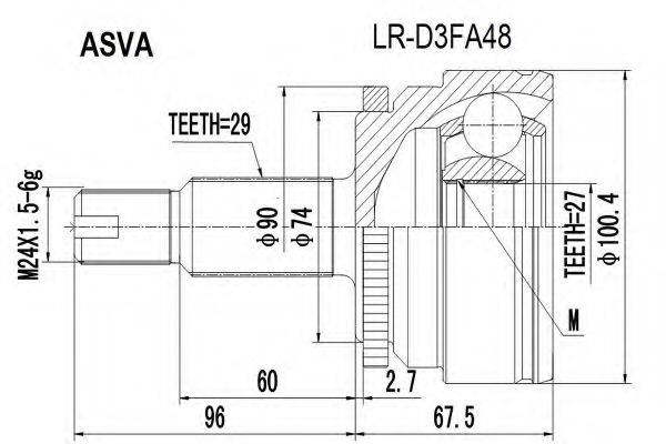 Шарнірний комплект, приводний вал ASVA LR-D3FA48