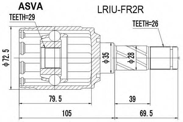 Шарнирный комплект, приводной вал ASVA LRIU-FR2R