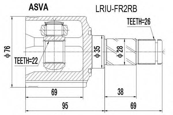 Шарнирный комплект, приводной вал ASVA LRIU-FR2RB