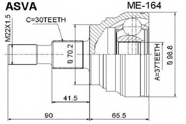 ASVA ME164 Шарнирный комплект, приводной вал