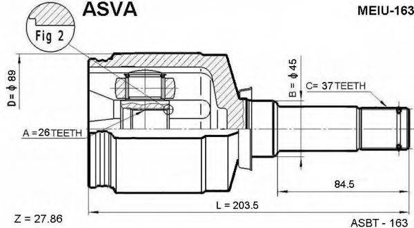 Шарнирный комплект, приводной вал ASVA MEIU-163