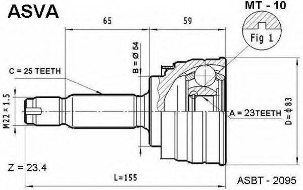 ASVA MT10 Шарнірний комплект, приводний вал