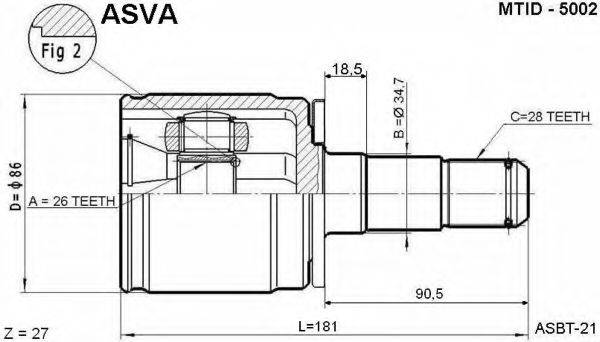 ASVA MTID5002 Шарнирный комплект, приводной вал