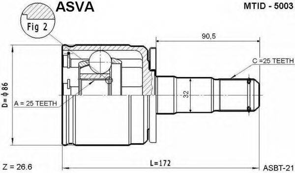 Шарнірний комплект, приводний вал ASVA MTID-5003
