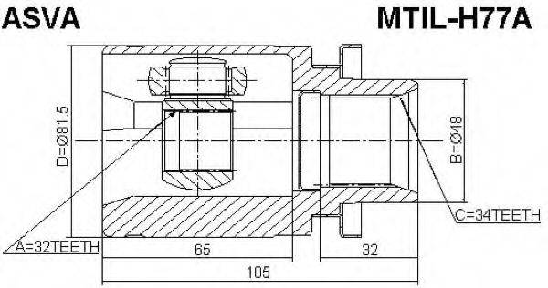 Шарнирный комплект, приводной вал ASVA MTIL-H77A