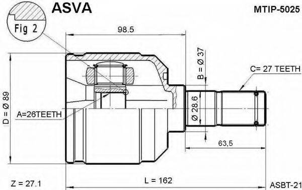 Шарнірний комплект, приводний вал ASVA MTIP-5025