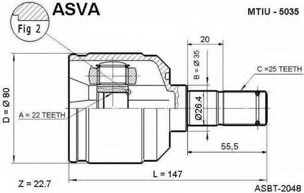 Шарнирный комплект, приводной вал ASVA MTIU-5035