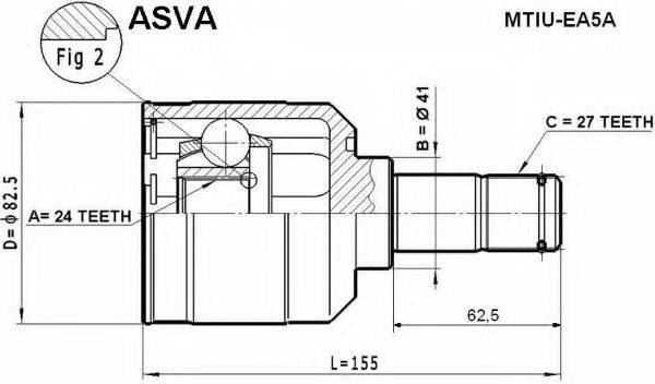 Шарнірний комплект, приводний вал ASVA MTIU-EA5A