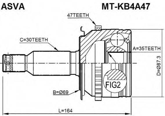ASVA MTKB4A47 Шарнірний комплект, приводний вал