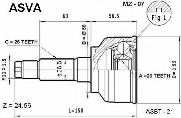 ASVA MZ07 Шарнирный комплект, приводной вал