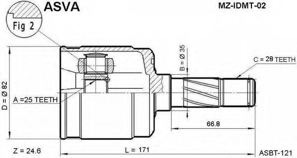 ASVA MZIDMT02 Шарнирный комплект, приводной вал