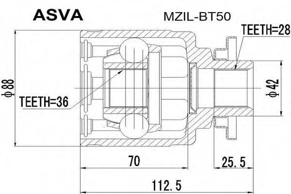 ASVA MZILBT50 Шарнірний комплект, приводний вал