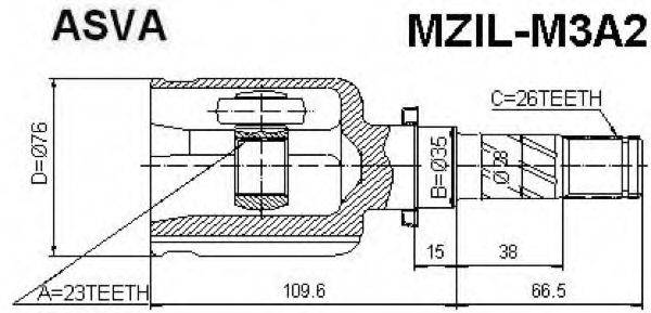 Шарнирный комплект, приводной вал ASVA MZIL-M3A2