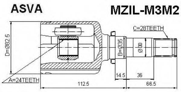 Шарнирный комплект, приводной вал ASVA MZIL-M3M2