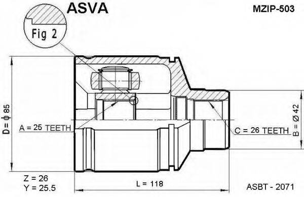 ASVA MZIP503 Шарнирный комплект, приводной вал