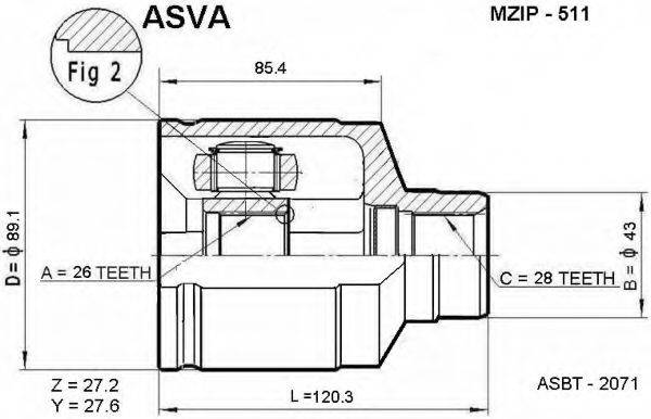 Шарнирный комплект, приводной вал ASVA MZIP-511