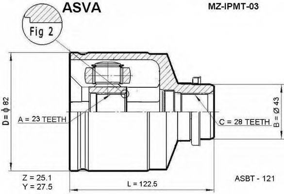 Шарнірний комплект, приводний вал ASVA MZ-IPMT-03
