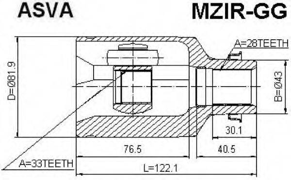 Шарнирный комплект, приводной вал ASVA MZIR-GG