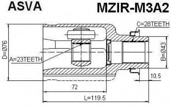Шарнірний комплект, приводний вал ASVA MZIR-M3A2