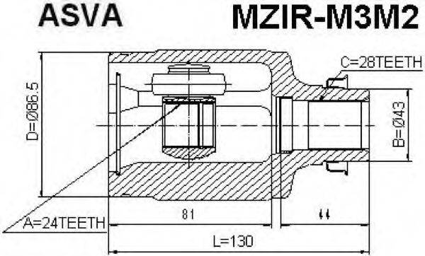 Шарнирный комплект, приводной вал ASVA MZIR-M3M2