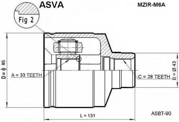 Шарнірний комплект, приводний вал ASVA MZIR-M6A