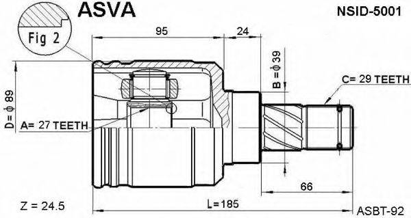 Шарнирный комплект, приводной вал ASVA NSID-5001