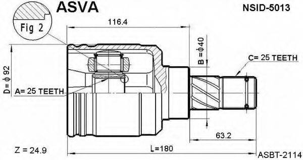 Шарнірний комплект, приводний вал ASVA NSID-5013