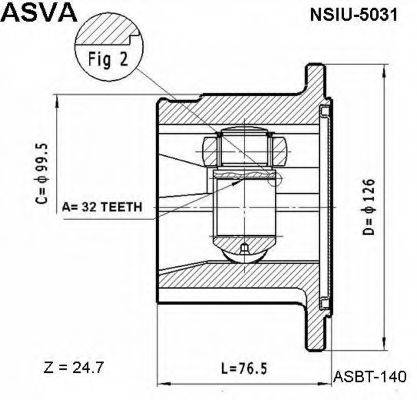 Шарнірний комплект, приводний вал ASVA NSIU-5031